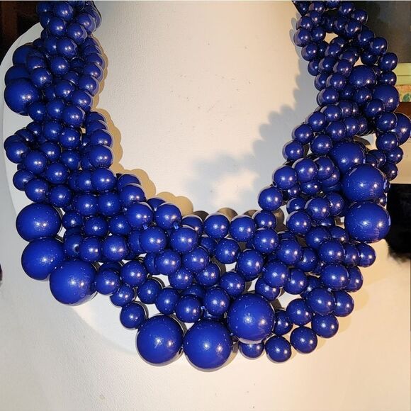 BAUBLEBAR GOLD TONE SAPPHIRE BLUE RESIN 20"-22" NECKLACE NWOT - Picture 3 of 6